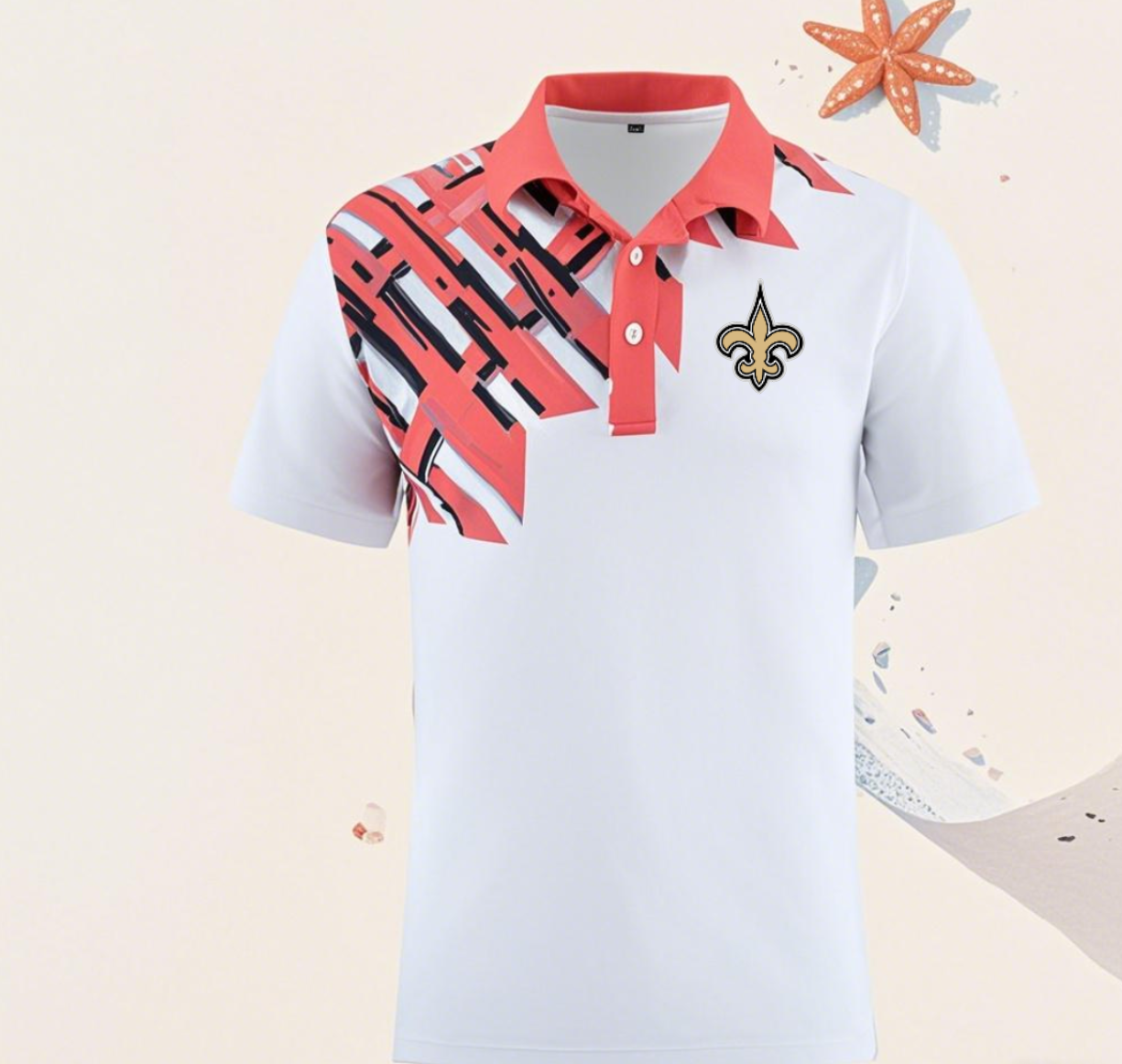 New Orleans Saints white 73 Men 2025 NFL polo T shirt